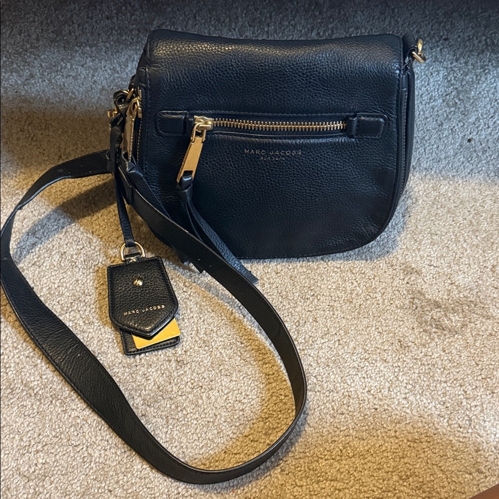Marc Jacobs Black Crossbody Bag with Gold Accents